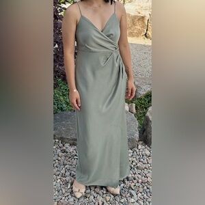 BHLDN Sage Satin Maxi Dress